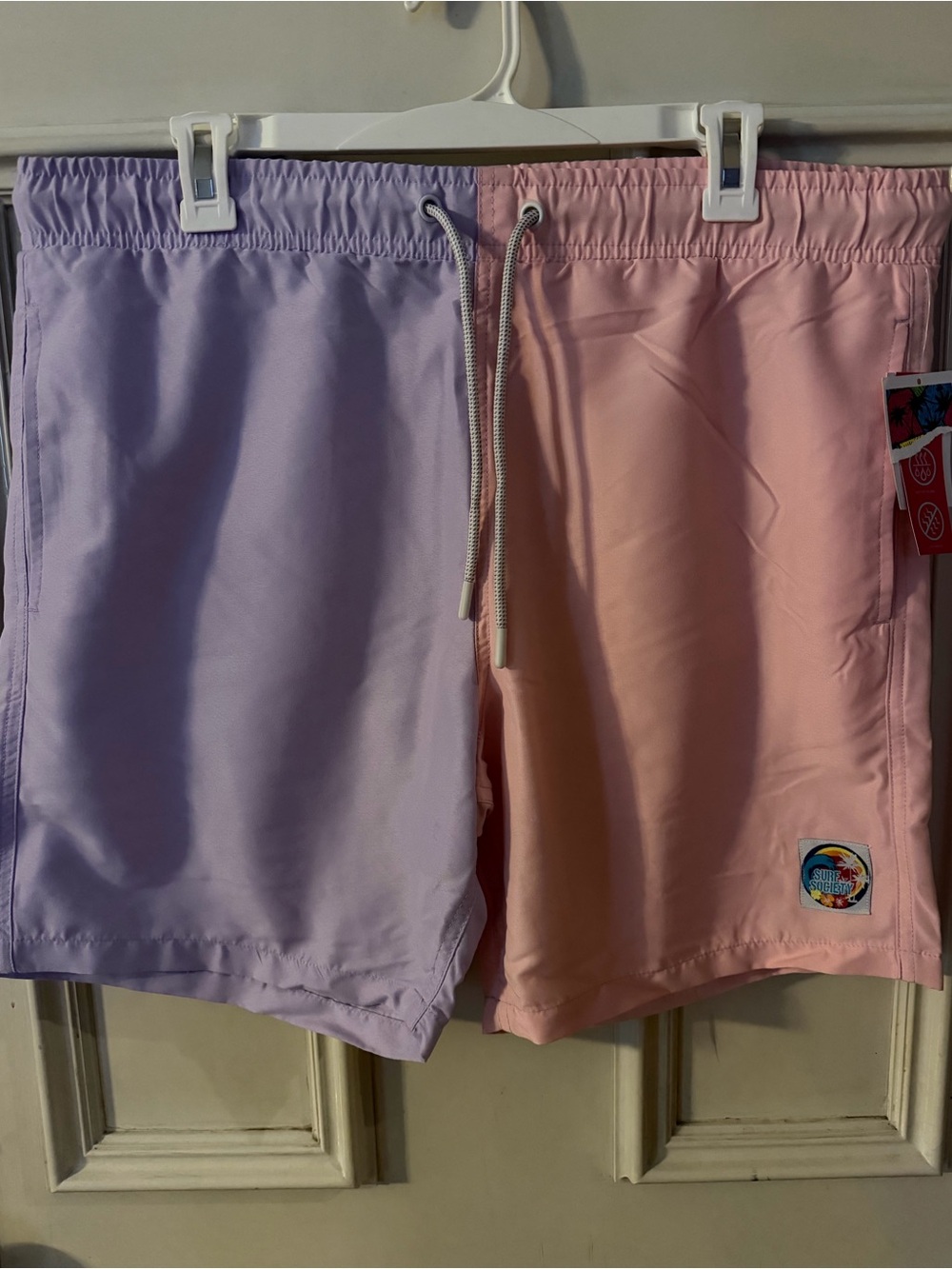 Surf Society Two-Tone Lilac and Pink Swim Shorts